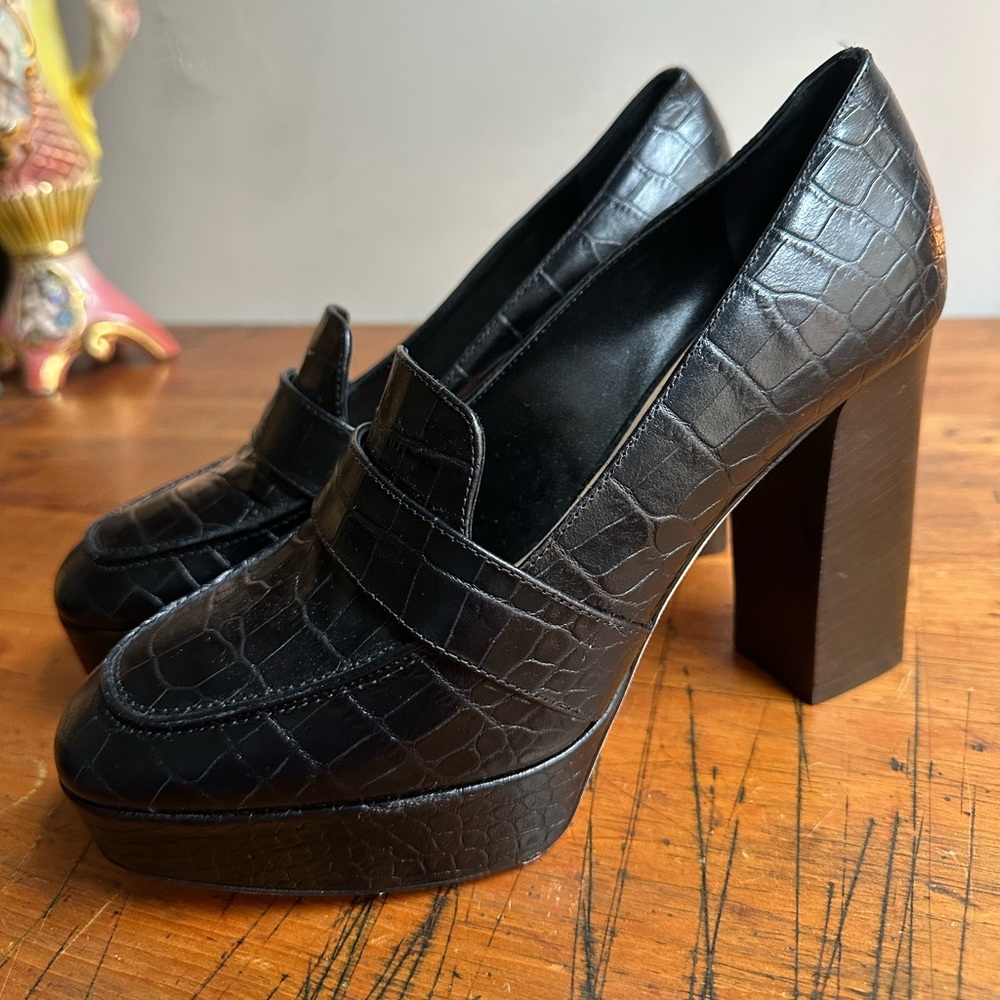 NEW TAMARA MELLON Black Platform Loafer Women's Size 37.5 US 7 Made in Italy